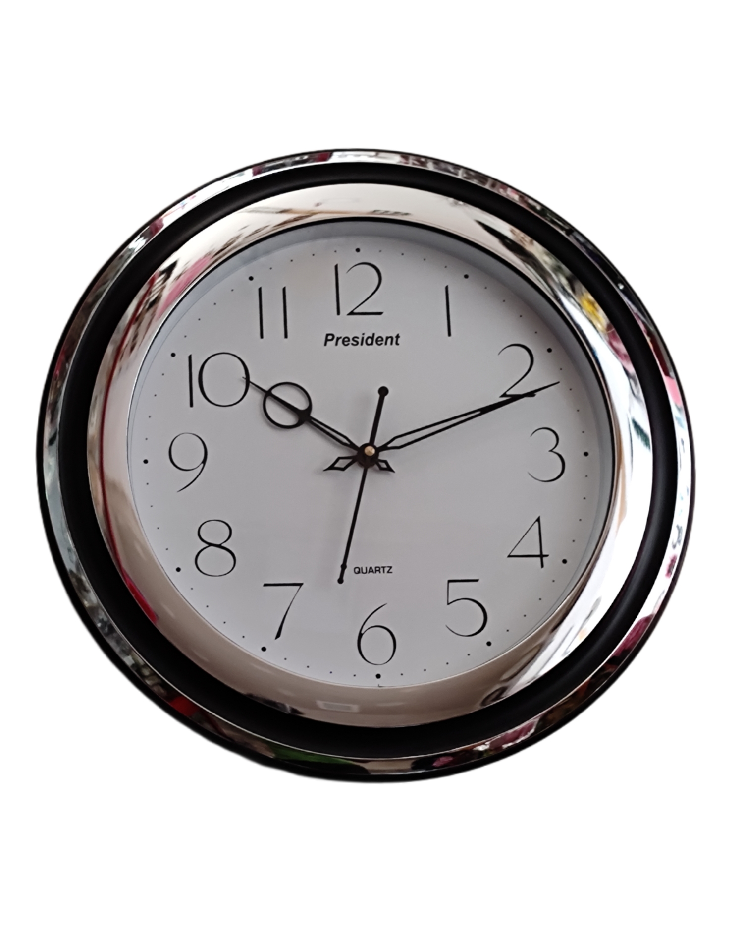 President Wall Clock Silver Black 91833 Pajindia